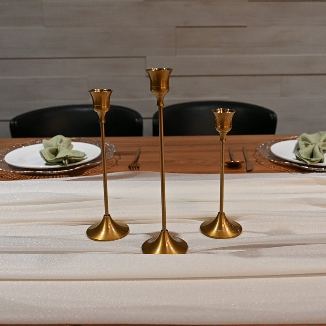 Golden Glow Taper Three-Piece Candle Holder Set