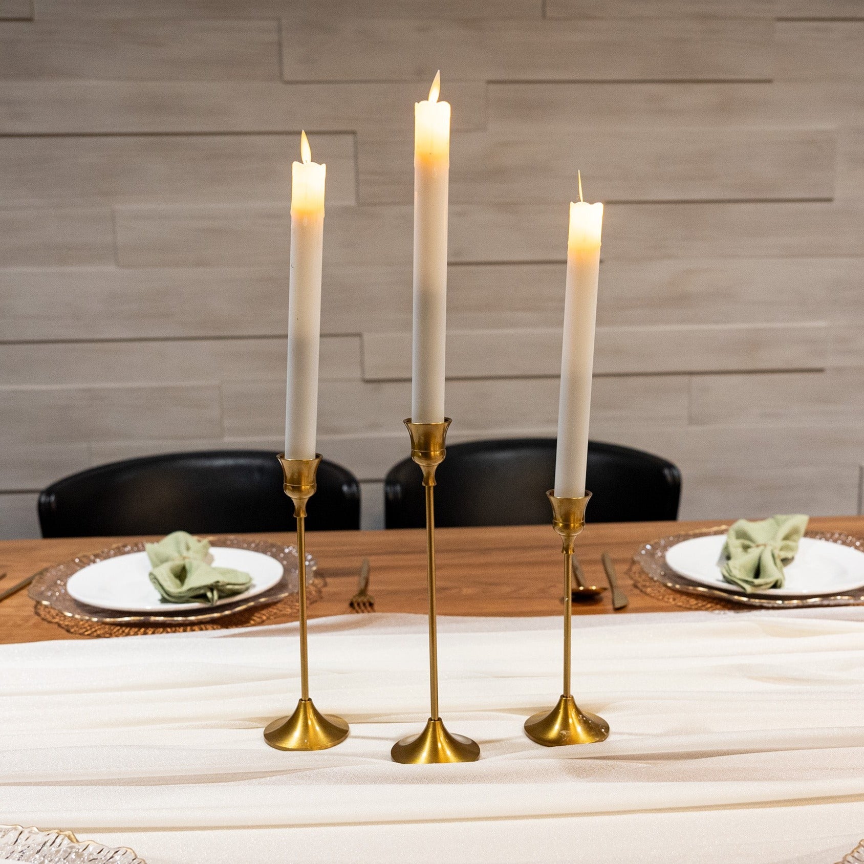 Golden Glow Taper Three-Piece Candle Holder Set