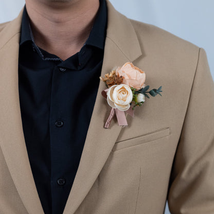 Soft sunrise peony boutonniere - Clearance For Sale