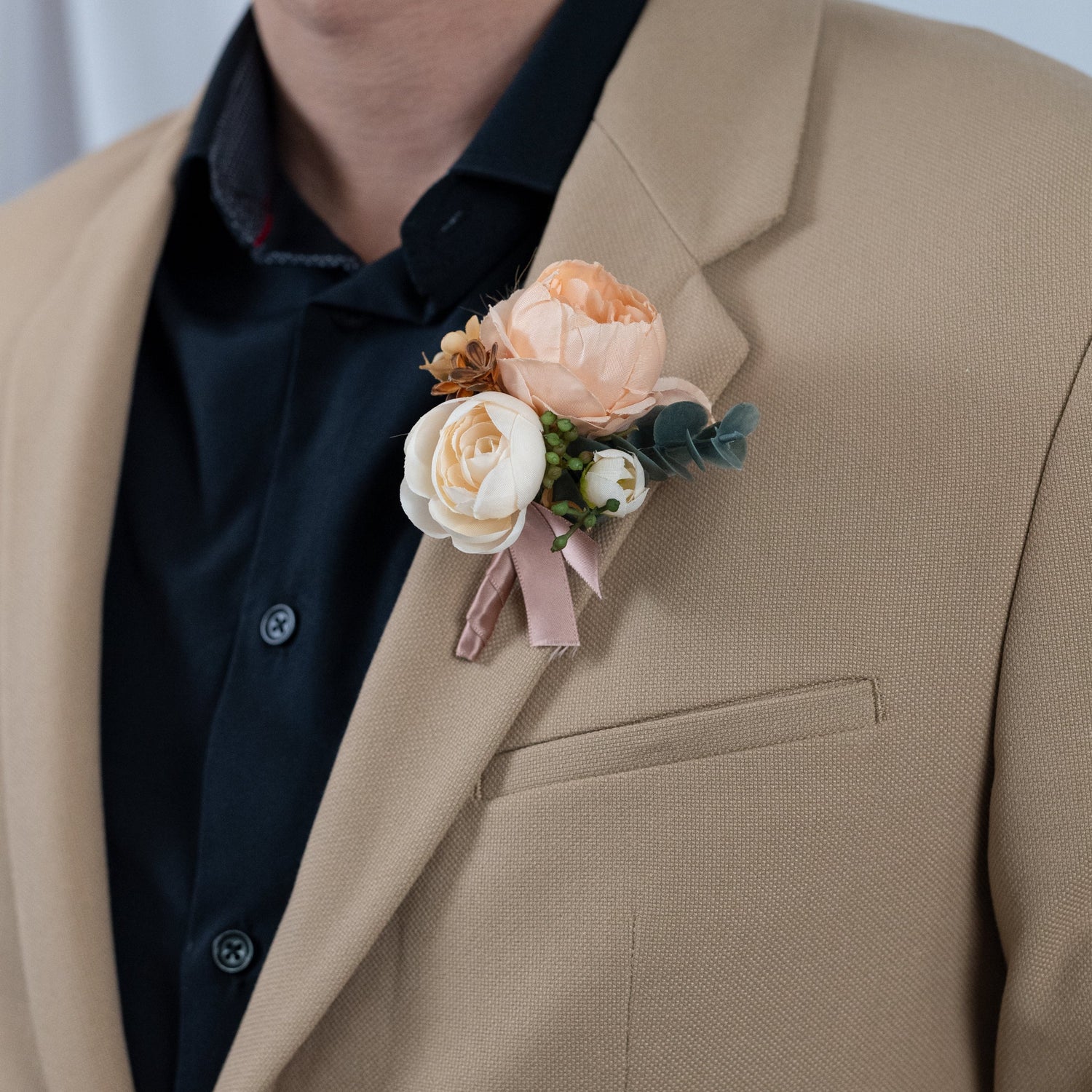 Soft sunrise peony boutonniere - Clearance For Sale