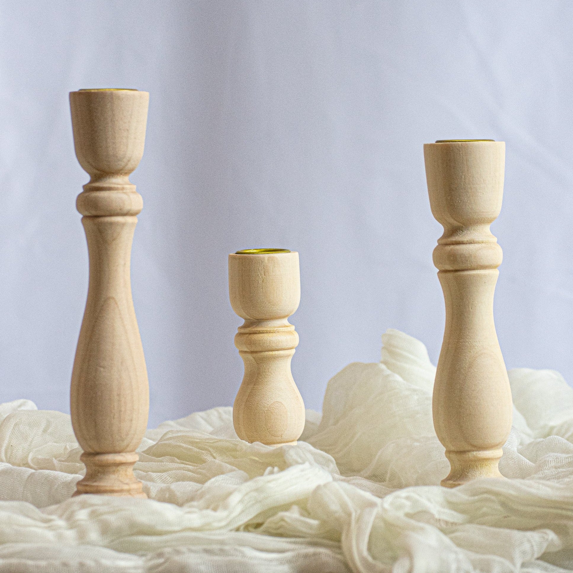 Three-Piece Wooden Pillar Candle Holder