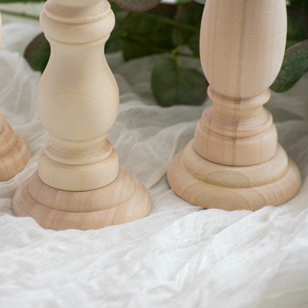 Three-Piece Wooden Pillar Candle Holder