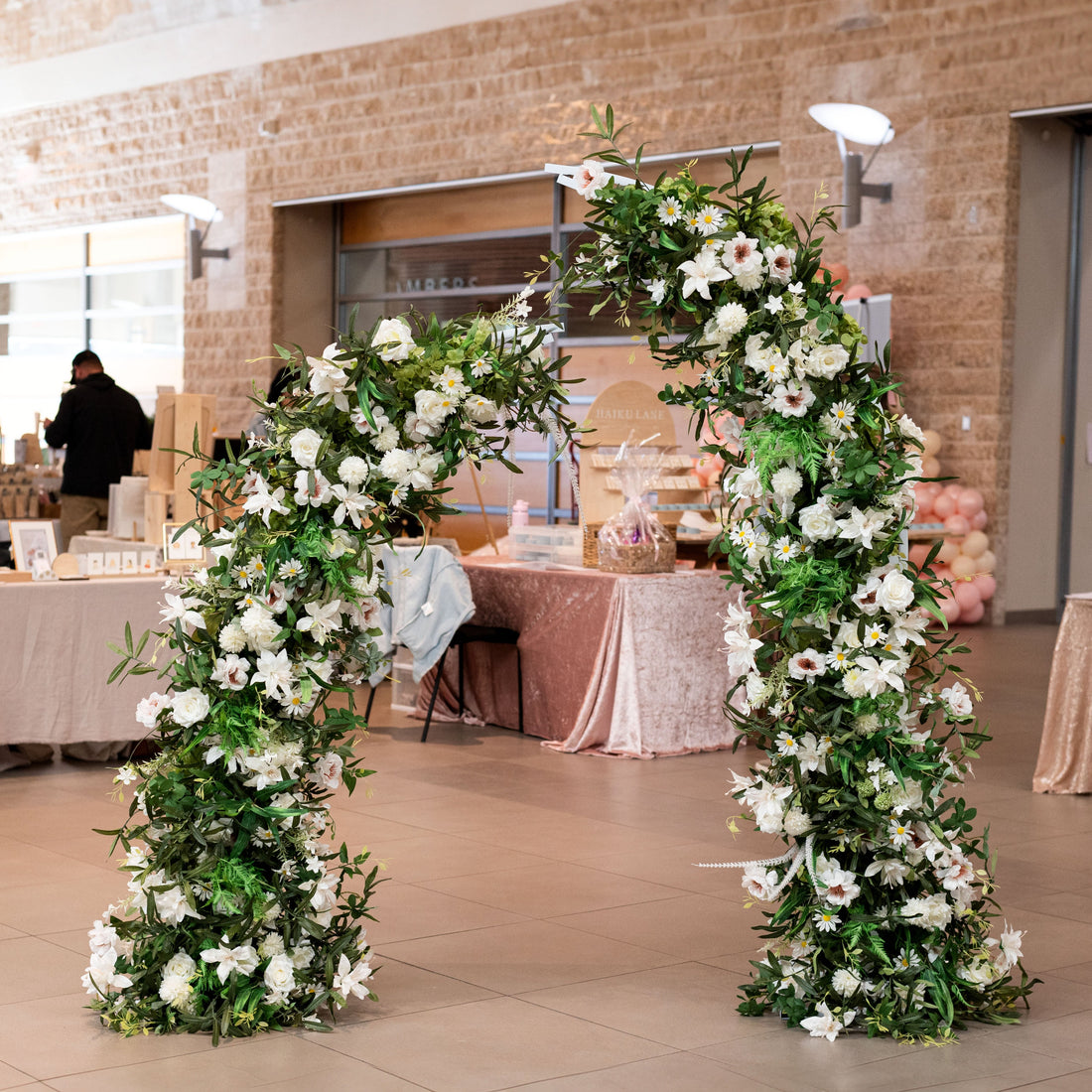 Whimsical White Rose Cascade Arch