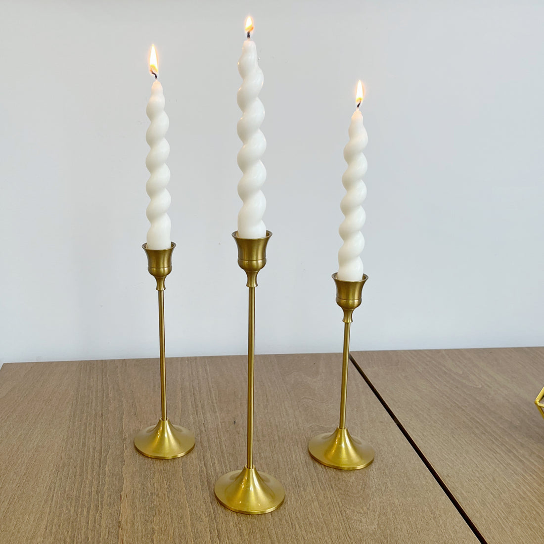 Golden Glow Taper Three-piece Candle Holder Set