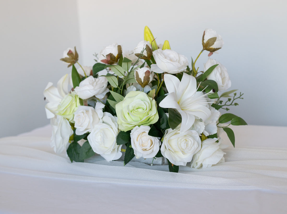 Pure white bloom centerpiece