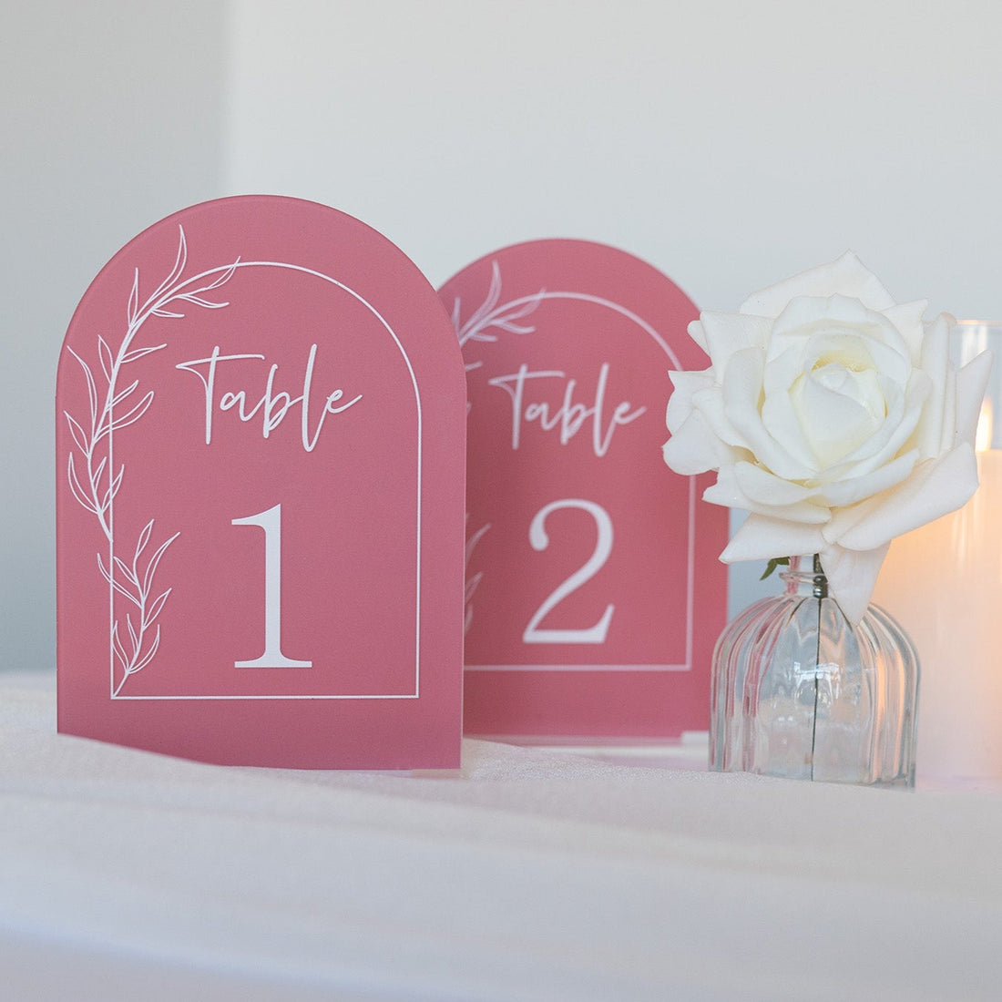 Chic blush arch table sign