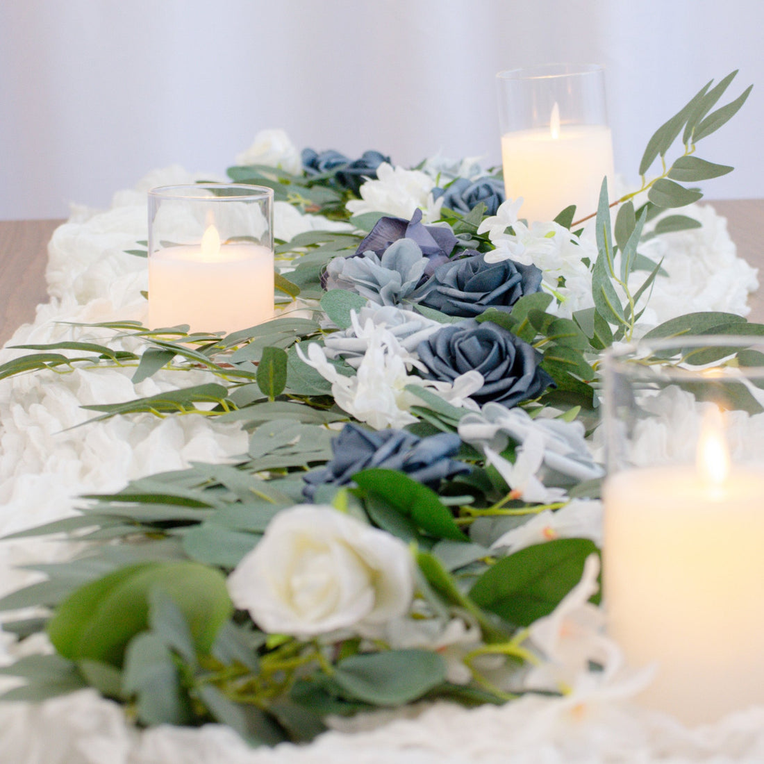 Azul rose floral table runner